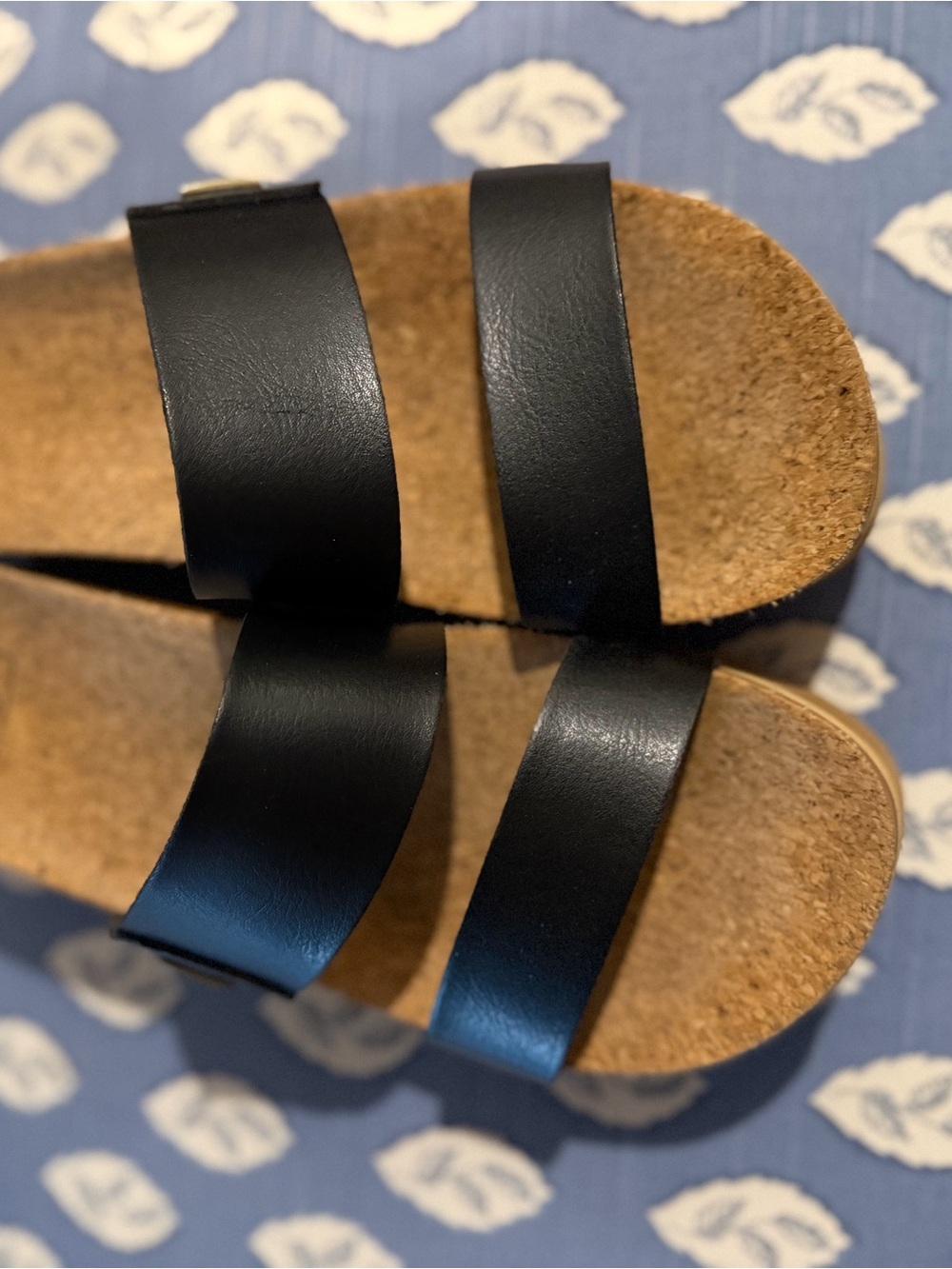 Reef Black Double-Strap Cork Footbed Sandal - Women
